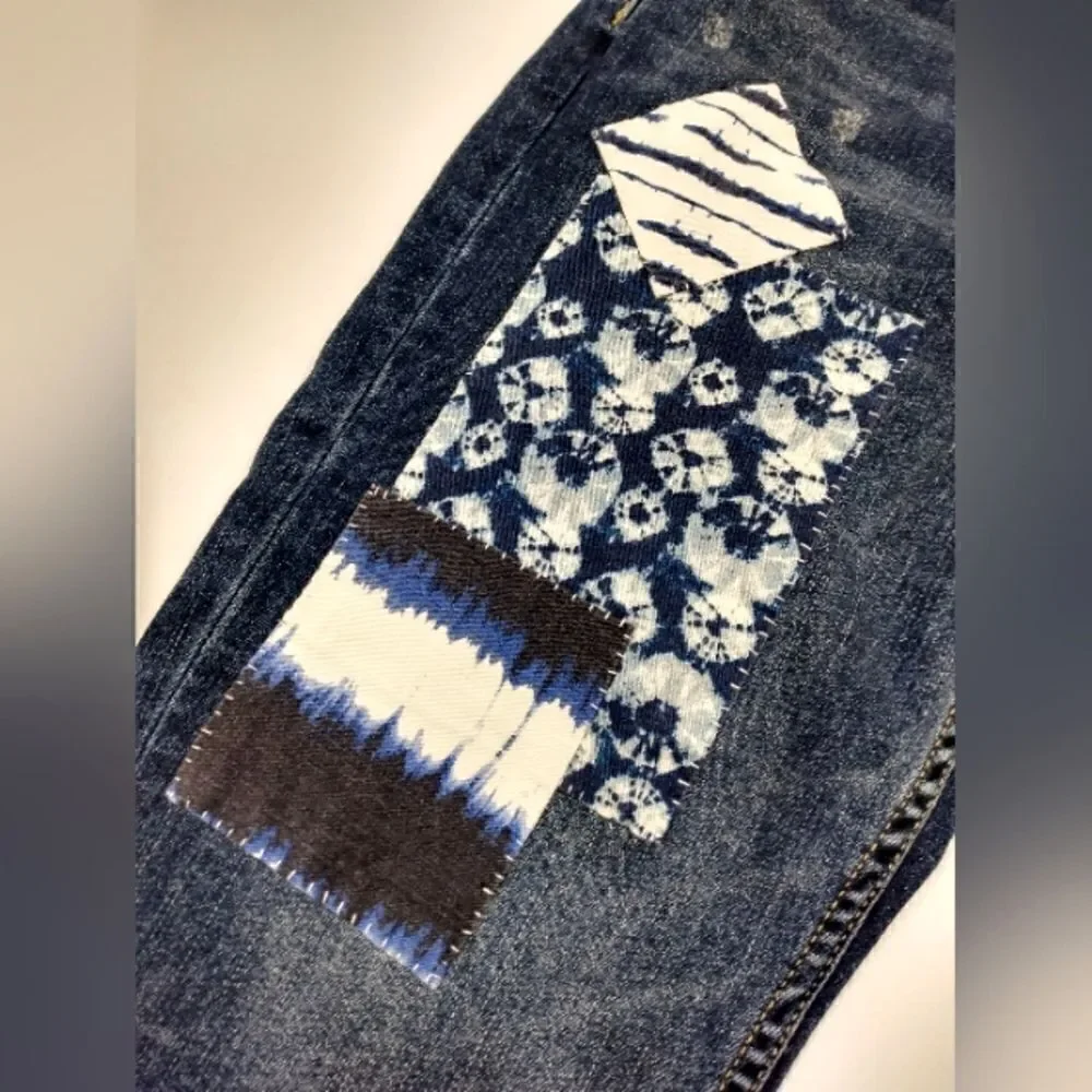 Tommy Bahama Boho Patchwork Vintage Boyfriend Slim Denim Jeans Pants Sz 26 - Picture 6 of 16